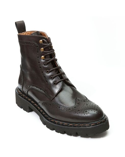 Boots en Cuir Wing Tip marron