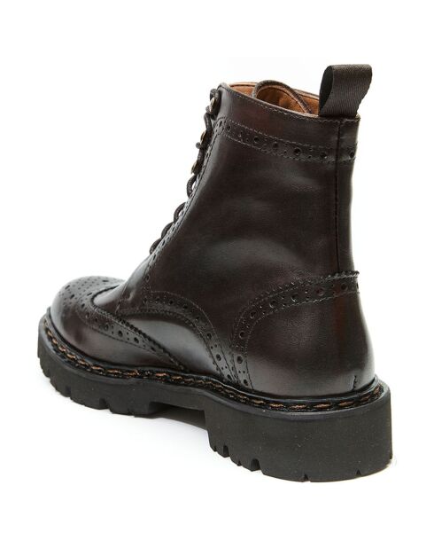 Boots en Cuir Wing Tip marron