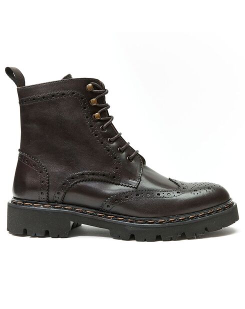 Boots en Cuir Wing Tip marron