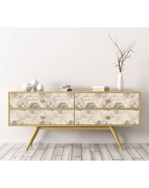 Stickers en rouleau Hexa gold multicolore - 65x100 cm