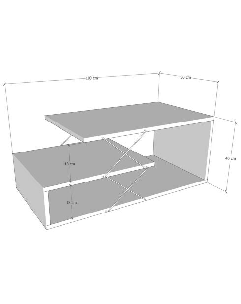 Table basse Cayenne anthracite  - 100x50x40 cm