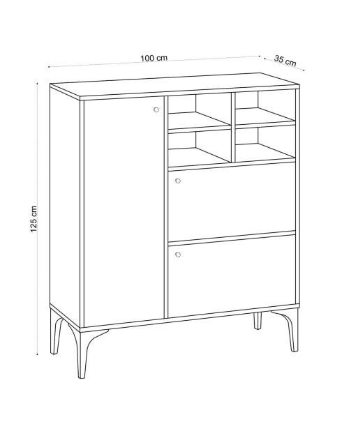 Buffet Ewa saphir/marron - 100x35x125 cm