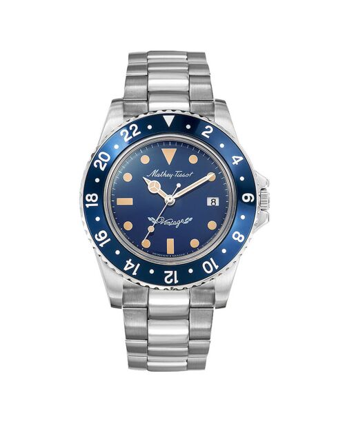 Montre Homme Quartz Mathy Vintage en acier argentée