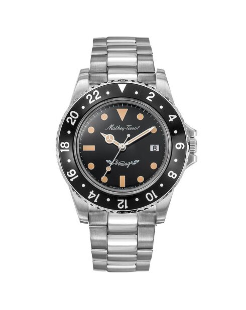 Montre Homme Quartz Mathy Vintage en acier argentée