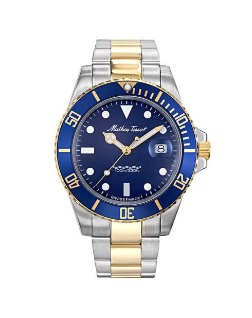 Montre Homme Quartz en Acier Mathy Vintage argenté/doré
