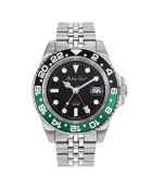 Montre Homme Quartz GMT en acier argentée