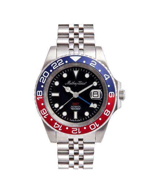 Montre Homme Automatique en Acier GMT argentée
