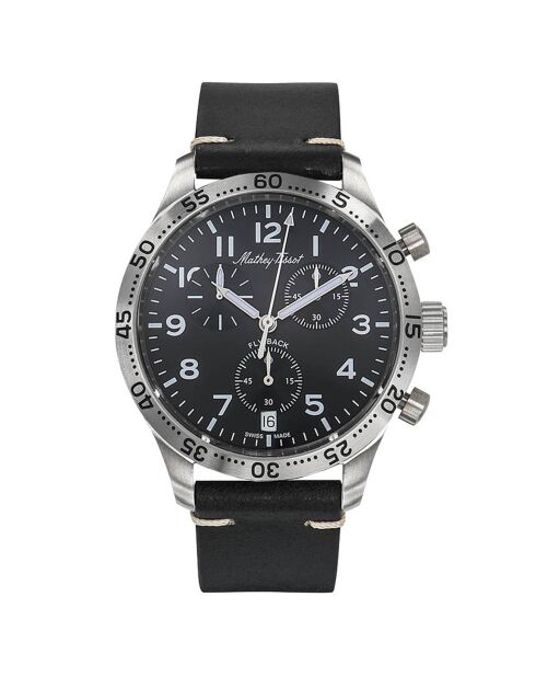 Montre Homme en Cuir Quartz Type 21 Flyback noire