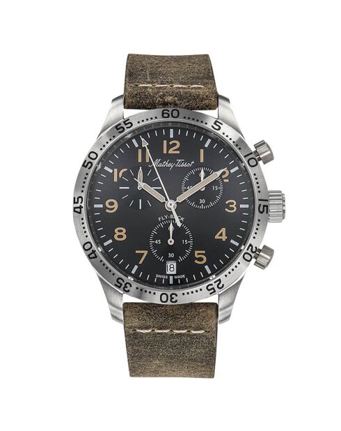 Montre Homme Quartz en Cuir Type 21 Flyback marron/vert