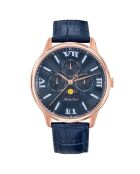 Montre Homme en Cuir Quartz Edmond bleue