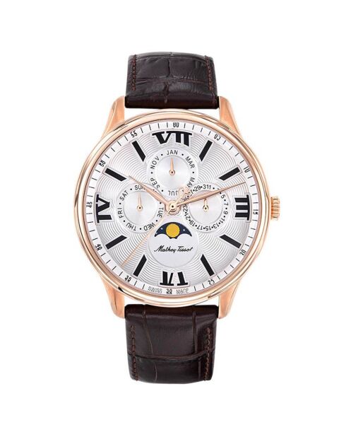 Montre Homme en Cuir Quartz Edmond marron