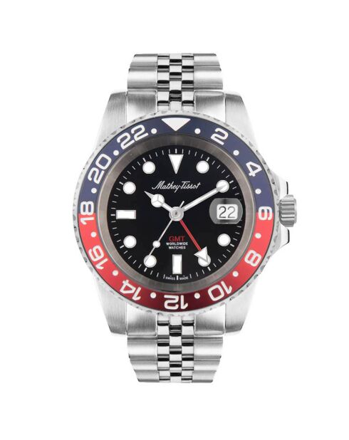 Montre Homme Quartz GMT en acier argentée