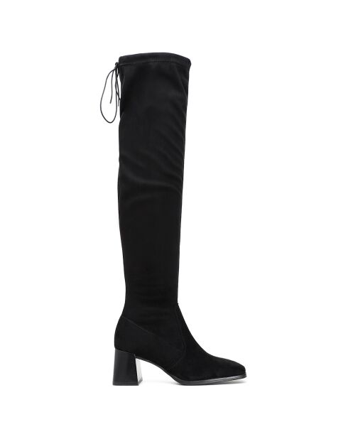 Cuissardes en Velours de Cuir Lexi noires - Talon 7.5 cm