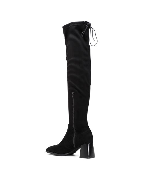 Cuissardes en Velours de Cuir Lexi noires - Talon 7.5 cm