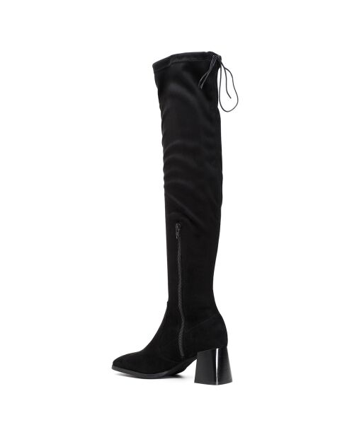 Cuissardes en Velours de Cuir Lexi noires - Talon 7.5 cm