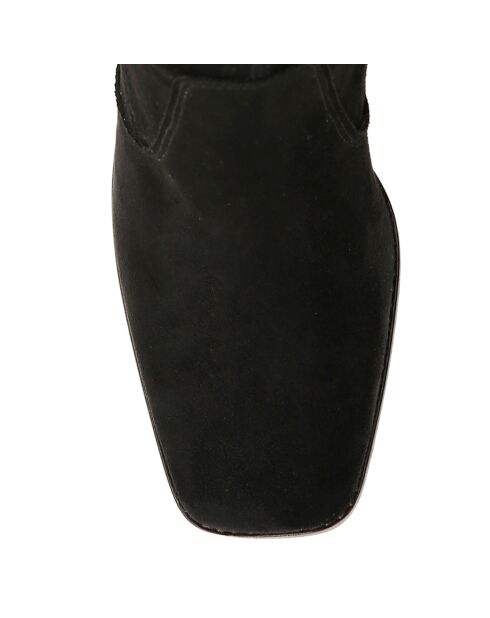 Cuissardes en Velours de Cuir Lexi noires - Talon 7.5 cm