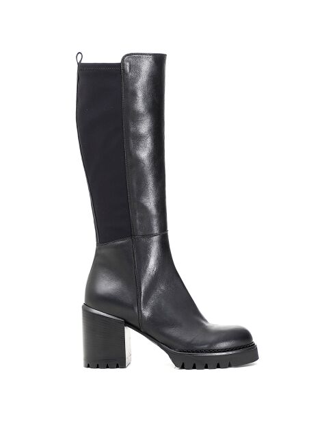 Bottes en Cuir Destiny noires - Talon 8.5 cm