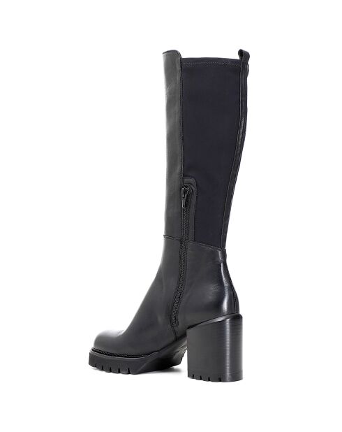 Bottes en Cuir Destiny noires - Talon 8.5 cm