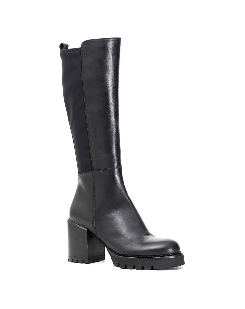 Bottes en Cuir Destiny noires - Talon 8.5 cm