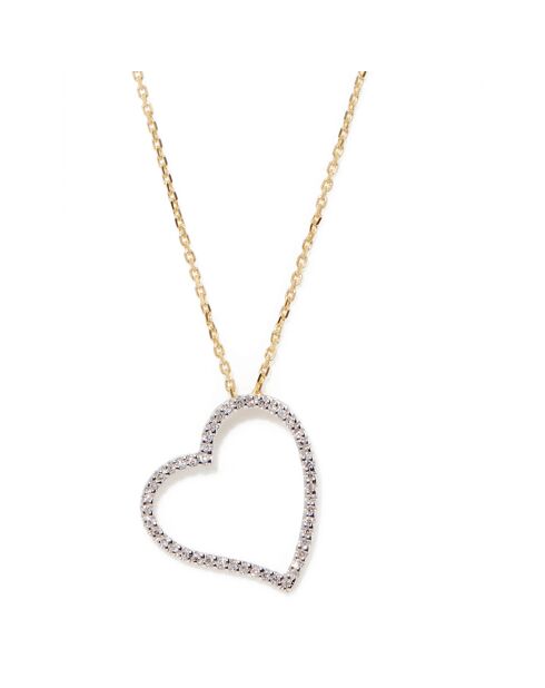 Pendentif Coeur Oriental Diamant 0.14 ct or jaune