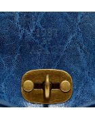 Marineblaue Schultertasche Hero aus Leder - 26x14x7,5 cm