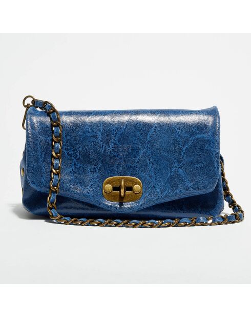 Marineblauwe Hero leren schoudertas - 26x14x7,5 cm