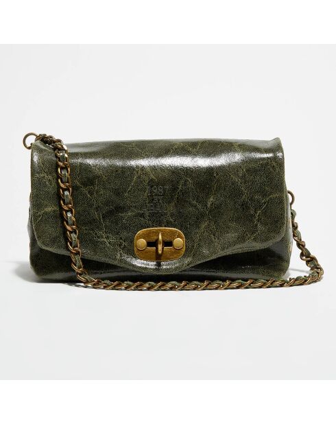 Khaki Hero leren schoudertas - 26x14x7,5 cm