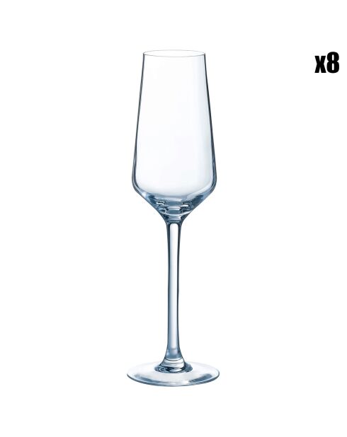 8 Flûtes Diamantis transparentes - 22 cl
