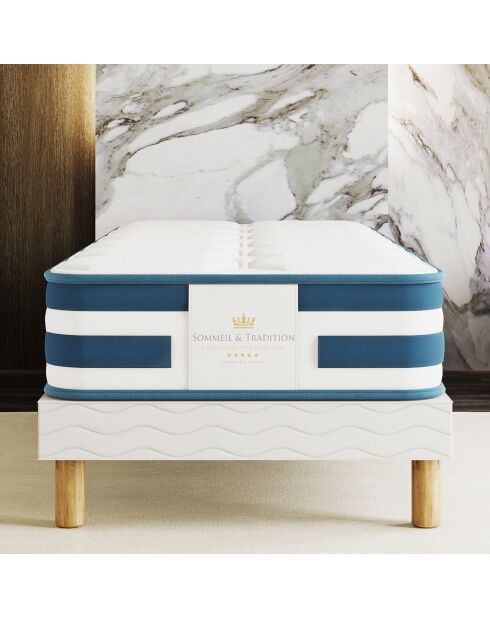 Balthazar Matratzen- und Boxspring-Set, 90 x 190 cm, weiß/blau