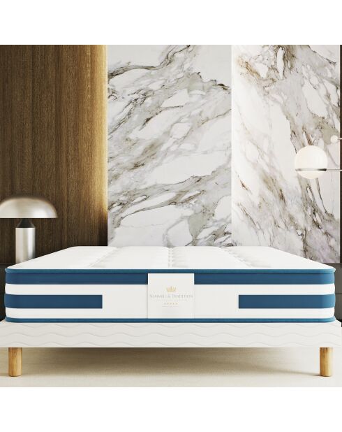 Balthazar Matratzen- und Boxspring-Set, 140 x 190 cm, weiß/blau