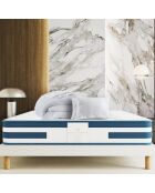 Matras- en boxspringset + dekbed + 2 Balthazar-kussens wit/blauw - 140x200 cm