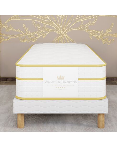 Ensemble matelas & sommier Magellan blanc/jaune - 80x200 cm