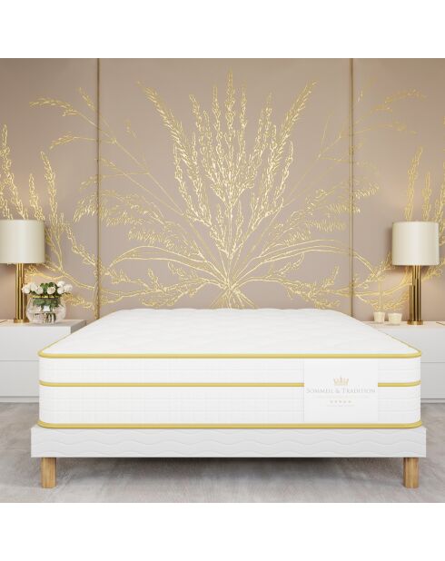 Ensemble matelas & sommier Magellan blanc/jaune - 140x190 cm