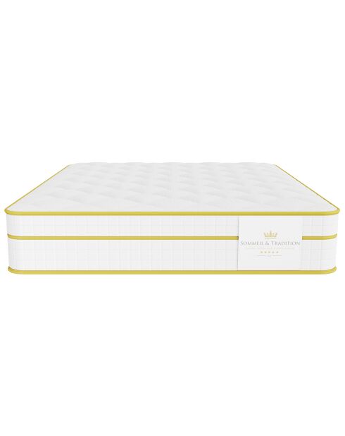 Ensemble matelas + 1 couette + 2 oreillers Magellan blanc/jaune - 140x190 cm