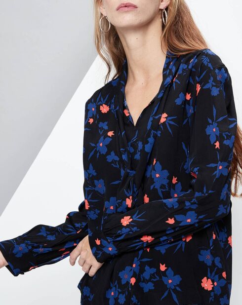 Blouse Lexane fluide à motifs bleu klein