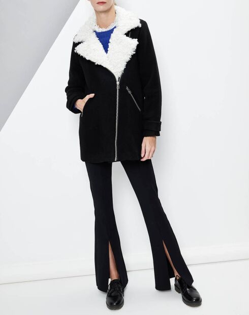 Manteau Caban en Laine mélangée Elga noir