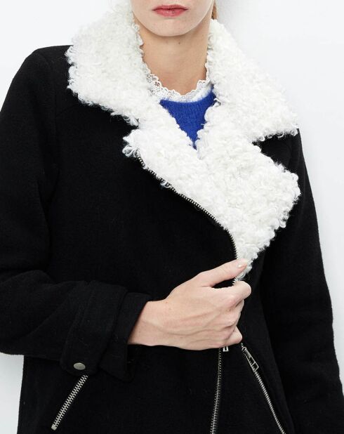Manteau Caban en Laine mélangée Elga noir