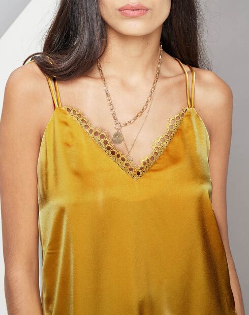 Camisola Liv de satén ocre