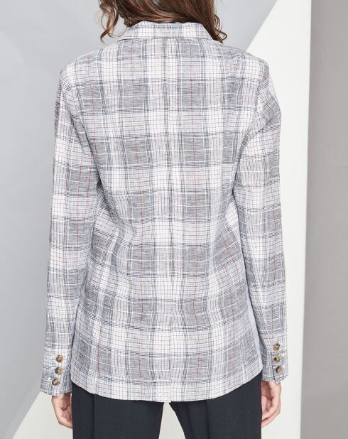 Veste en Lin mélangé Doris à carreaux gris/beige