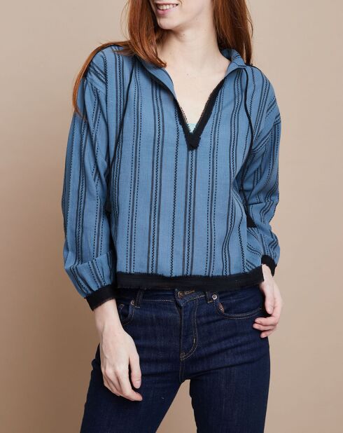 Blouse Madalena Pondichéry bleu/noir