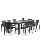 Set da giardino Miami tavolo allungabile + 8 poltrone antracite - 180/240x100x77 cm