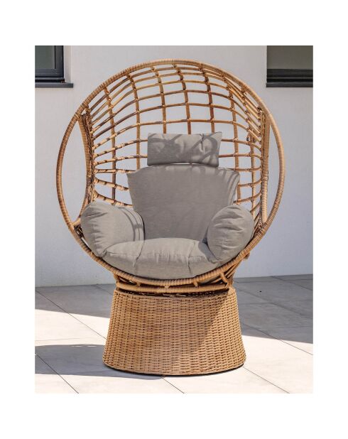 Balancelle de jardin BORABORA en résine tressée marron - 110x87x153 cm