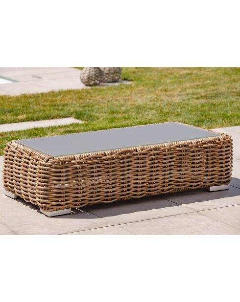 Salon de jardin Bora-Bora 6 personnes en résine tressée marron