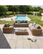 Mobiliario de jardín Bora-Bora para 6 personas en resina tejida marrón