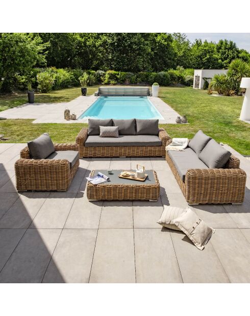 Mobiliario de jardín Bora-Bora para 6 personas en resina tejida marrón