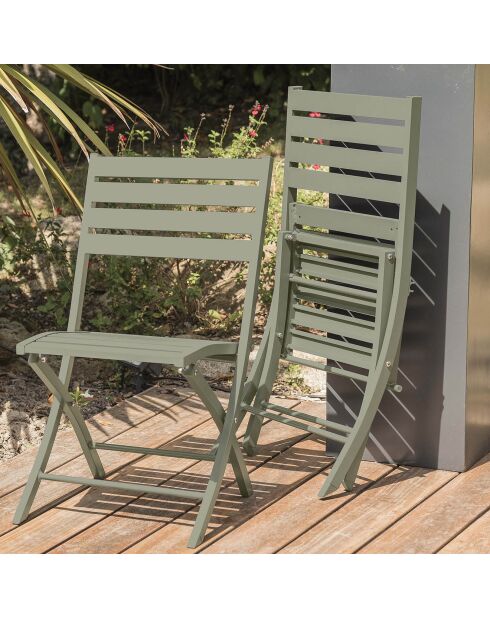 2 Marius opvouwbare tuinstoelen in kaki aluminium - 46x41xH.82 cm