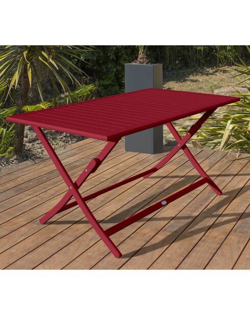 Marius opvouwbare tuintafel in rood aluminium - 140x80xH.73 cm