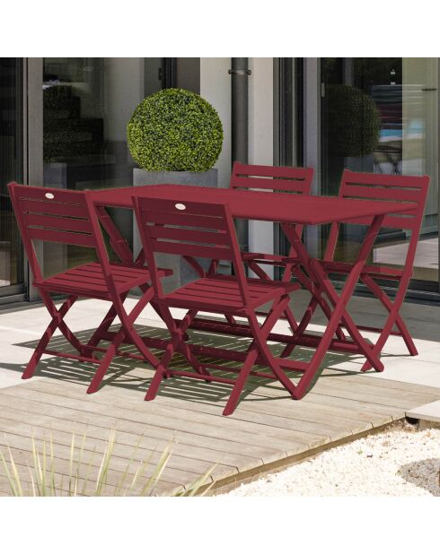 Marius opvouwbare tuintafel in rood aluminium - 140x80xH.73 cm