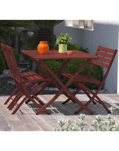 Marius opvouwbare tuintafel in rood aluminium - 140x80xH.73 cm