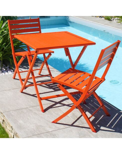 Guéridon de jardin pliant Marius en aluminium orange - 70x70xH.73 cm